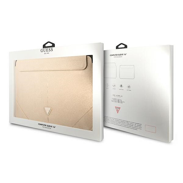 Guess Sleeve GUCS16PSATLE 16" beżowy/beige Saffiano Triangle Logo