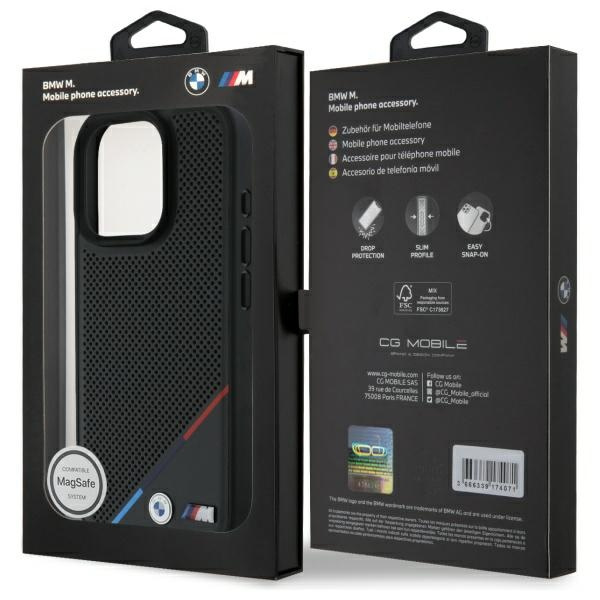 BMW BMHMP16X23PUPDK iPhone 16 Pro Max     6.9" czarny/black hardcase M Perforated Tricolor Line MagSafe