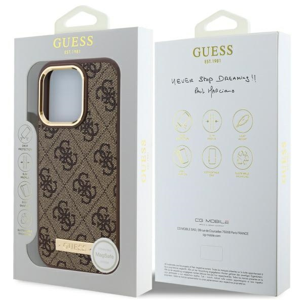 Guess GUHMP16LU4GPRW iPhone 16 Pro6.3" brązowy/brown hardcase 4G Logo Plate MagSafe
