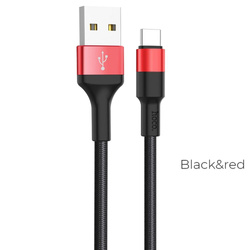 Kabel USB A do USB C Hoco 2A 1 m X26 czarno czerwony
