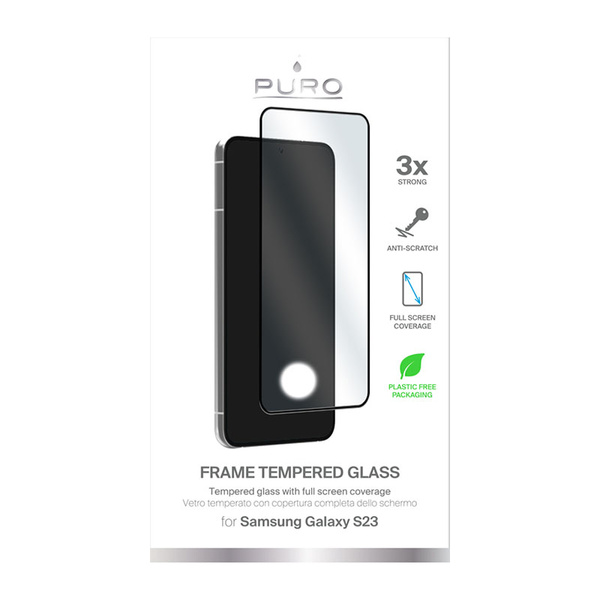 PURO Frame Tempered Glass Samsung Galaxy S23 (black frame)