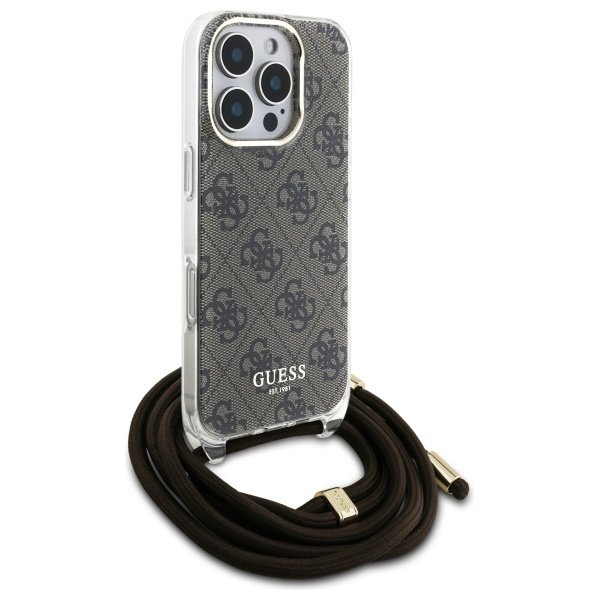 Guess GUHCP16XHC4SEW iPhone 16 Pro Max   6.9" brązowy/brown hardcase Crossbody Cord 4G Print