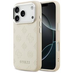 Etui Guess Peony Hot Stamp Script MagSafe do iPhone 17 Pro beżowy