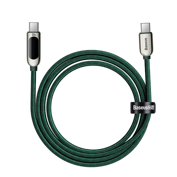 BASEUS USB TYPE C - USB TYPE C CABLE 100W (20V / 5A) POWER DELIVERY WITH DISPLAY SCREEN POWER METER 2M GREEN (CATSK-C06)