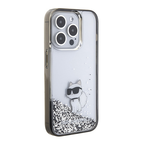 Etui Karl Lagerfeld Liquid Glitter Choupette do iPhone 15 Pro Max - przezroczyste