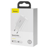 BASEUS SPEED MINI QUICK CHARGER, USB-C, PD, 3A, 20W (WHITE)