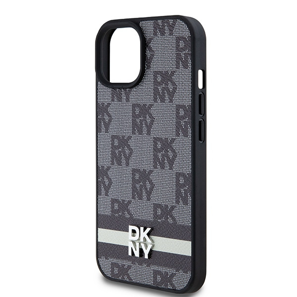 DKNY DKHCP14SPCPTSSK iPhone 14 / 15 / 136.1" czarny/black hardcase Leather Checkered Mono Pattern & Printed Stripes