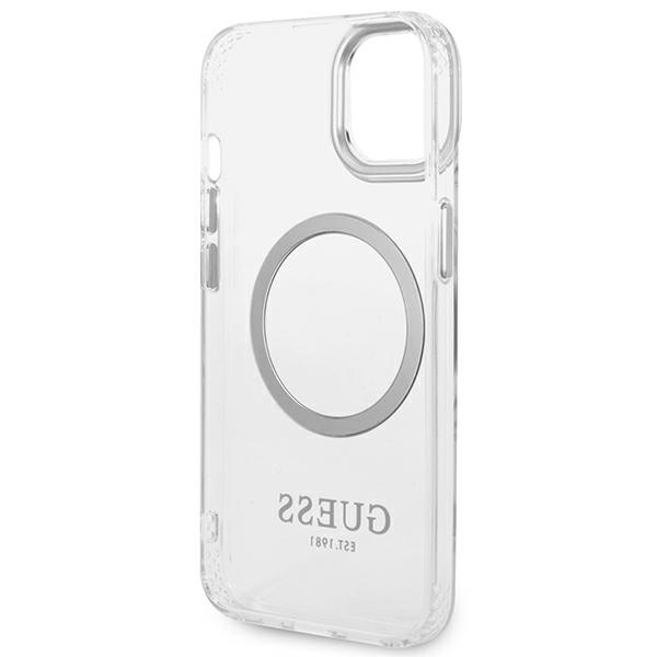 Guess GUHMP14MHTRMS iPhone 14 Plus / 15 Plus 6.7" srebrny/silver hard case Metal Outline Magsafe