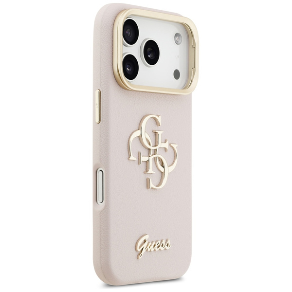 Etui Guess Grained Big 4G & Stand Camera do iPhone 17 Pro różowy