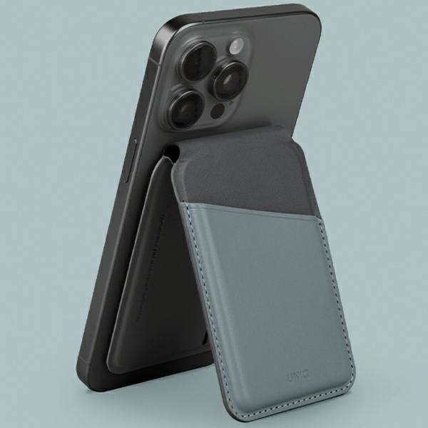 UNIQ Lyden DS magnetyczny portfel RFID i stojak na telefon niebiesko-czarny/washed blue-black