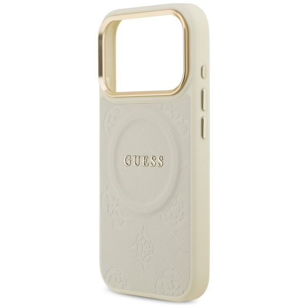Etui Guess Peony Hot Stamp MagSafe do    iPhone 17 Pro beżowy