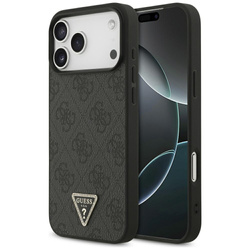Etui Guess Leather 4G Triangle Strass MagSafe do iPhone 17 Pro Max czarny