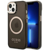 Guess GUHMP14SHTCMK iPhone 14 / 15 / 13 6.1" czarny/black hard case Gold Outline Translucent MagSafe