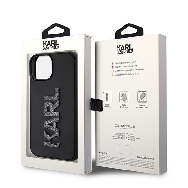 Etui Karl Lagerfeld 3D Rubber Glitter Logo na iPhone 15 Plus - czarne