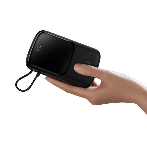 Baseus Qpow power bank 10000mAh wbudowany kabel USB Typu C 22.5W Quick Charge SCP AFC FCP niebieski (PPQD020103)