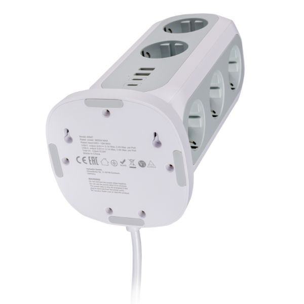 Verbatim Przedłużacz pionowy 15w111xAC UE/2xUSB-C/2xUSB-A 2m EUPT-01 biały/white 49547