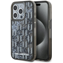 Etui Karl Lagerfeld Liquide Glitter Monogram Gradient do iPhone 15 Pro czarny