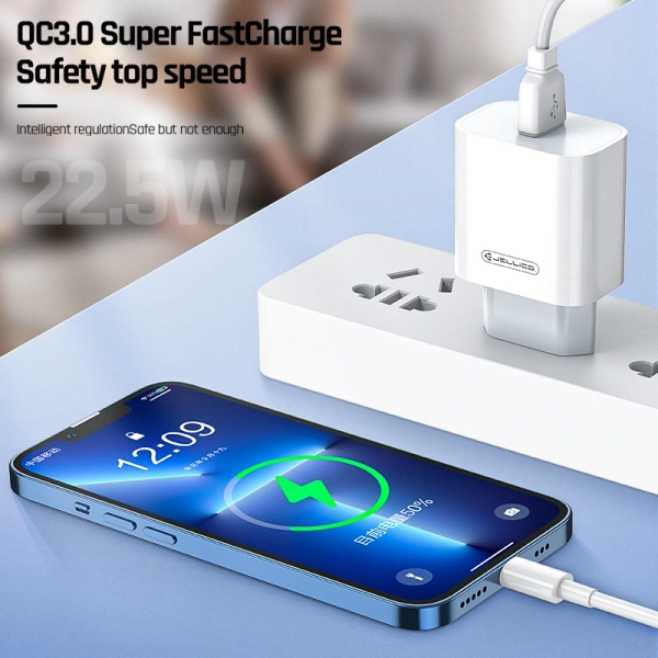 JELLICO ładowarka sieciowa AK165 22,5W 1xUSB QC3.0 + kabel USB-C Biały