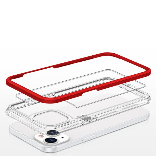 CLEAR 3IN1 CASE FOR IPHONE 13 MINI GEL COVER WITH FRAME RED