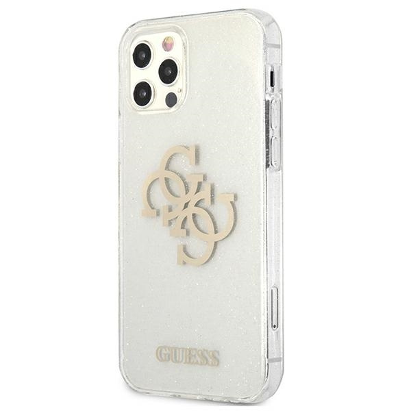 Guess GUHCP12LPCUGL4GTR iPhone 12 ProMax 6,7" transparent hard case Glitter 4G Big Logo