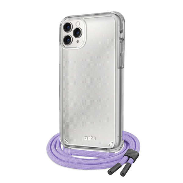 SBS Transparent cover with coloured neck strap for iPhone 11 Pro, Lilla