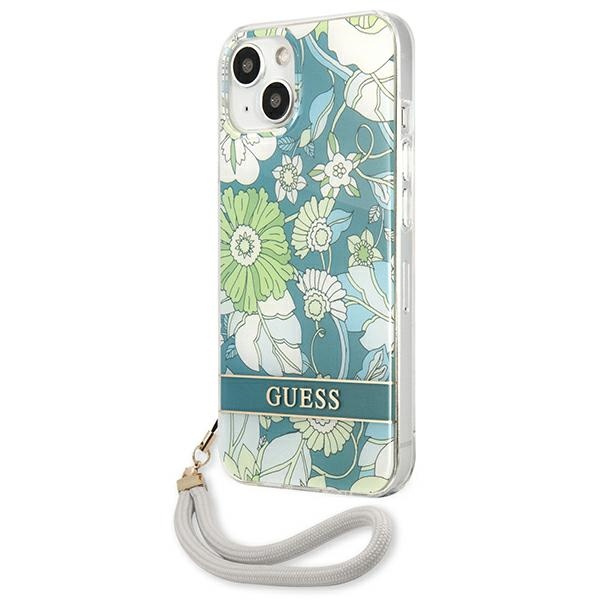 Guess GUHCP13SHFLSN iPhone 13 mini 5,4"zielony/green hardcase Flower Strap