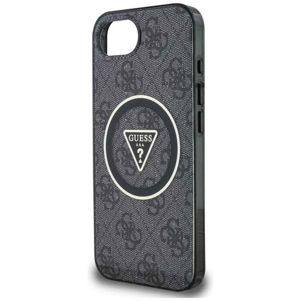 Etui Guess IML Metal Glitter 4G Circle   Triangle MagSafe do iPhone 16e czarny
