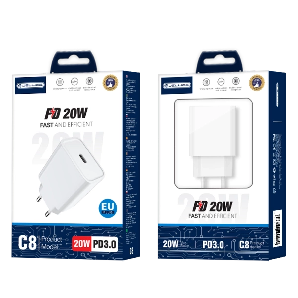 JELLICO ładowarka sieciowa C8 PD 20W 1xUSB-C Biały