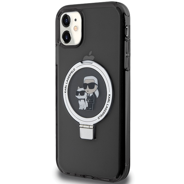 Etui Karl Lagerfeld Ring Stand Karl&Choupettte MagSafe na iPhone 11 / Xr - czarne