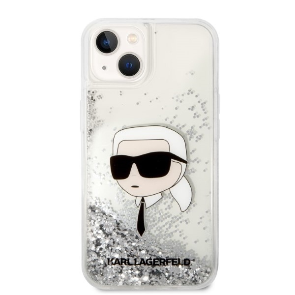 KARL LAGERFELD KLHCP14SLNKHCH IPHONE 14 / 15 / 13 6,1" SREBRNY/SILVER HARDCASE GLITTER KARL HEAD