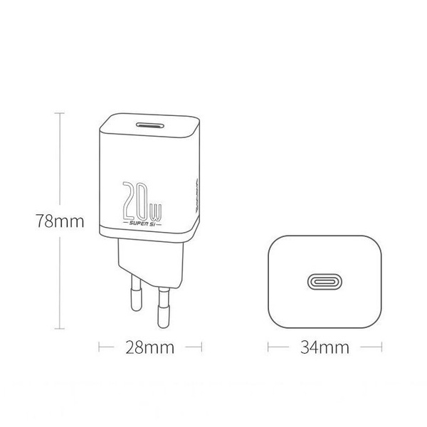 Baseus ładowarka sieciowa Super Si PD 20W 1x USB-C biała