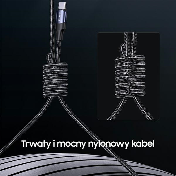 USAMS Kabel U71 USB-C/ Lighning na USB-C1,2m 100W PD Fast Charge czarny/black SJ550USB01(US-SJ550)
