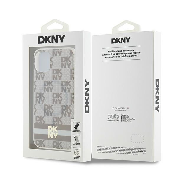 DKNY DKHMN61HCPTSE iPhone 11 / Xr6.1" beżowy/beige hardcase IML Checkered Mono Pattern & Printed Stripes MagSafe