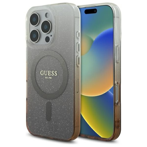 Guess GUHMP16LHGRCELW iPhone 16 Pro 6.3" brązowy/brown hardcase IML Glitter Gradient MagSafe