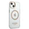 Guess GUHMP13MHTRMD iPhone 13 / 14 / 15 6.1" złoty/gold hard case Metal Outline Magsafe