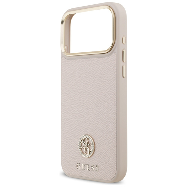 Etui Guess Grained Strass Logo MagSafe   do iPhone 17 Pro Max różowy
