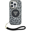 Etui Guess HC IML Leopard Triangle Cord  Strap do iPhone 16 Pro MagSafe czarny