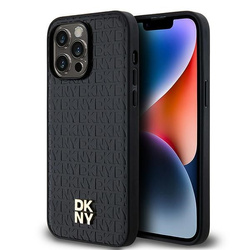 DKNY DKHMP13LPSHRPSK iPhone 13 Pro / 136.1" czarny/black hardcase Leather Pattern Metal Logo MagSafe