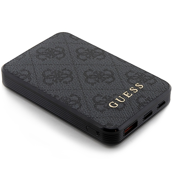 Guess Powerbank 15W GUPB5LP4GEGK5000mAh czarny/black 4G Leather Metal Logo