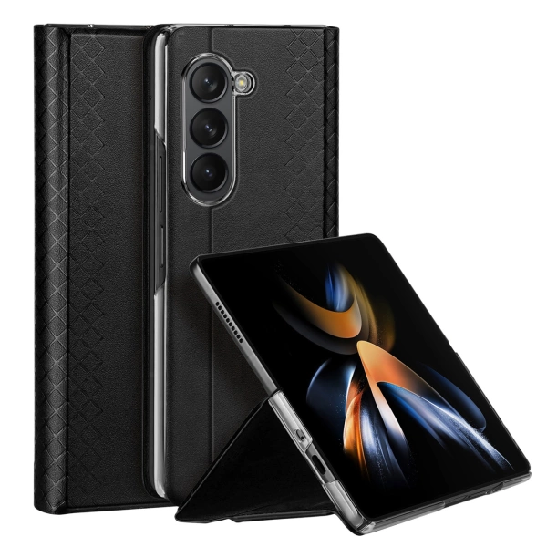 DUX DUCIS BRIL LEATHER FLIP WALLET CASE FOR SAMSUNG GALAXY Z FOLD5 5G - BLACK