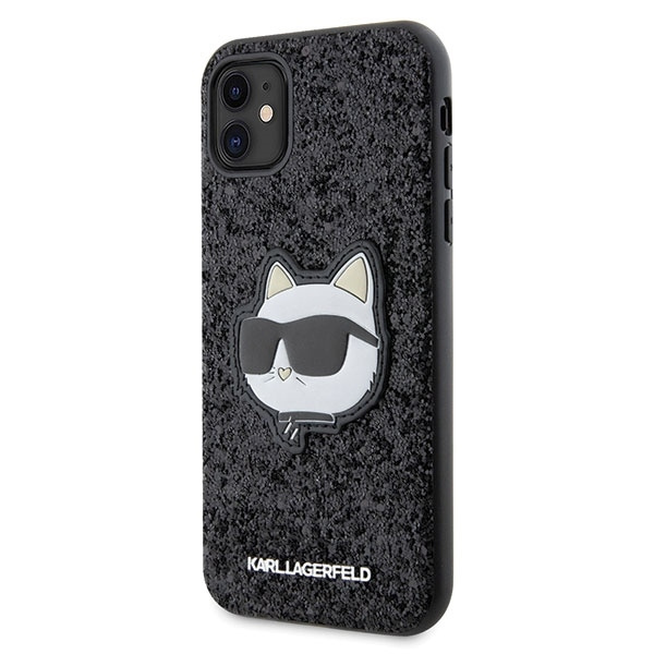 Etui Karl Lagerfeld Glitter Choupette Patch na iPhone 11 / Xr - czarne
