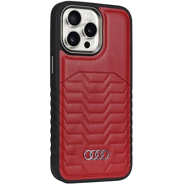 Audi Synthetic Leather MagSafe iPhone 15  Pro 6.1" czerwony/red hardcase AU-TPUPCMIP15P-GT/D3-RD