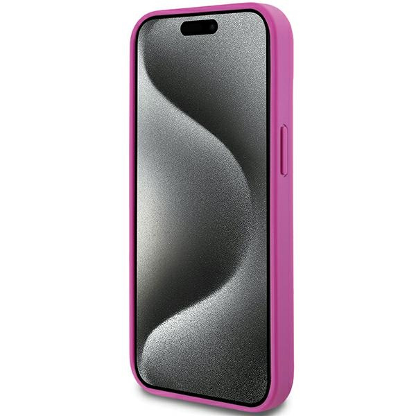 DKNY DKHMP15SPSHRPSP iPhone 15 / 14 / 136.1" różowy/pink hardcase Leather Pattern Metal Logo MagSafe