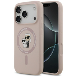 Etui Karl Lagerfeld Silicone Karl&Choupette Ring MagSafe do iPhone 17 Pro różowy