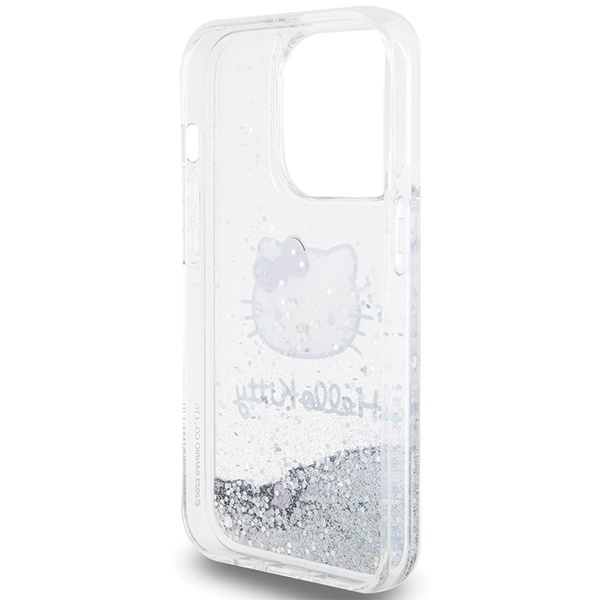 Hello Kitty Liquid Glitter Charms Kitty Head case for iPhone 13 Pro Max - silver