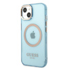 Guess GUHMP13MHTCMB iPhone 13 / 14 / 15 6.1" niebieski/blue hard case Gold Outline Translucent MagSafe
