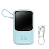 BASEUS QPOW POWER BANK 10000MAH BUILT-IN USB TYPE-C CABLE 22.5W QUICK CHARGE SCP AFC FCP BLUE (PPQD020103)