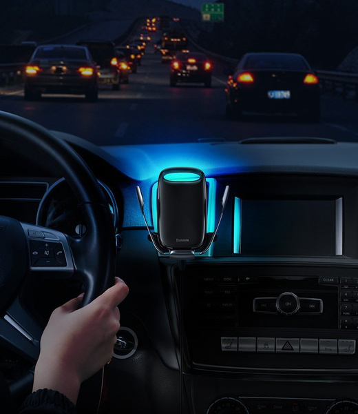 BASEUS MILKY WAY 15W WIRELESS QI CAR CHARGER PHONE AUTOMATIC HOLDER BLACK (WXHW02-01)