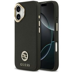 Etui Guess Grained Strass Logo MagSafe do iPhone 17 czarny