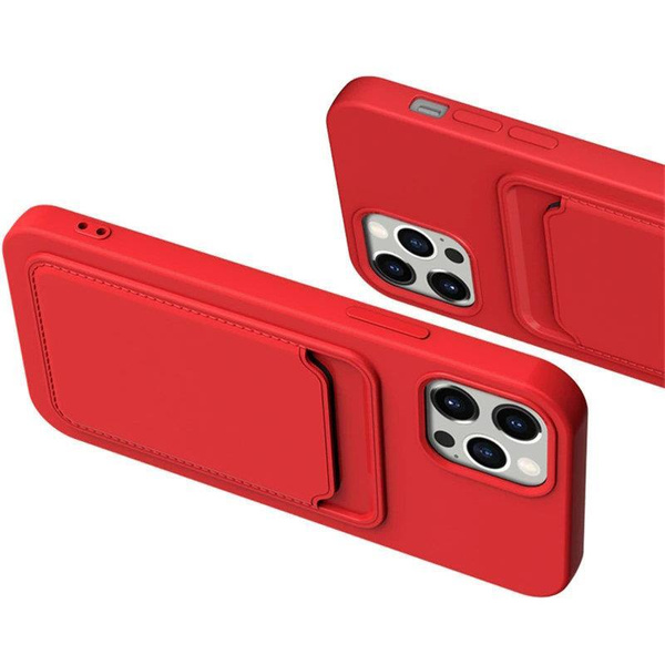 CARD CASE SILICONE WALLET CASE WITH CARD SLOT DOCUMENTS FOR SAMSUNG GALAXY S22 + (S22 PLUS) PINK